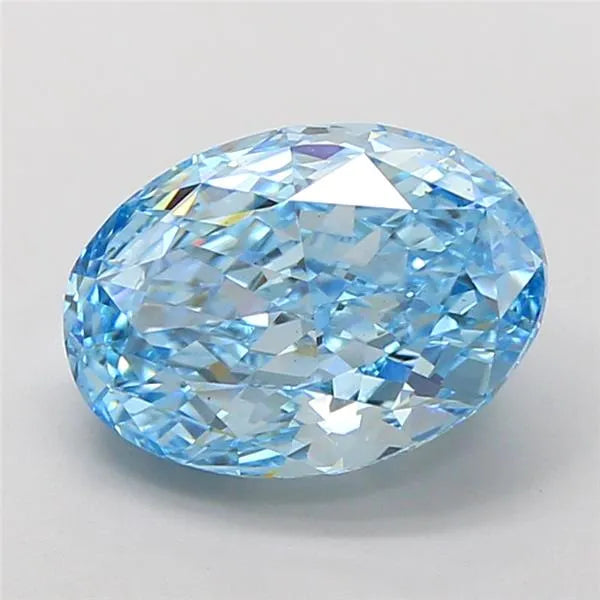 3.04ct Oval Lab Grown Diamond (Colour Fancy Vivid Blue, Clarity VS1, IGI Certified)