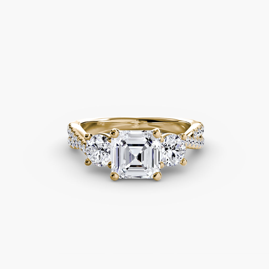 Twisted Trinity Ring with Pavé Band