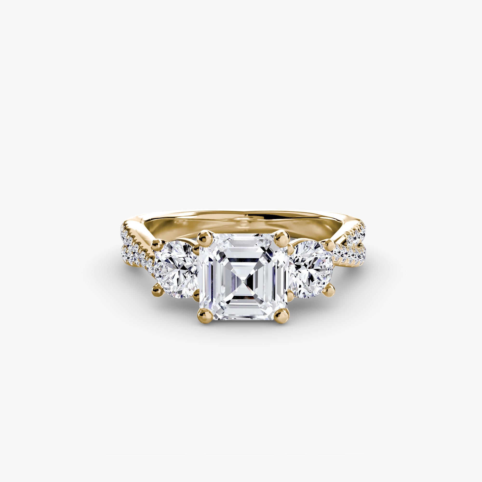 Twisted Trinity Ring with Pavé Band