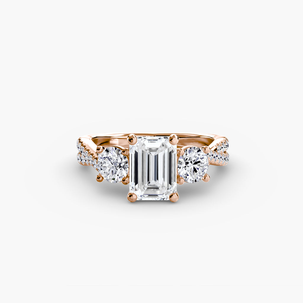 Twisted Trinity Ring with Pavé Band