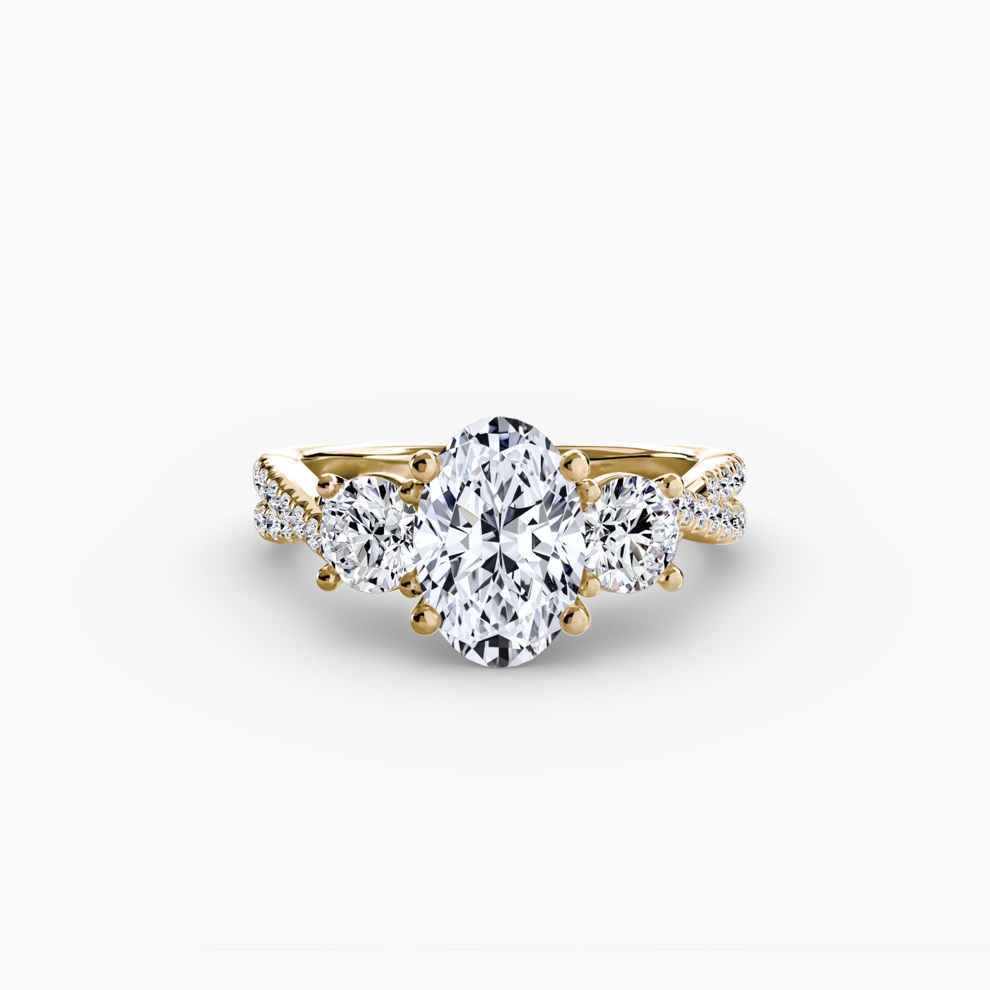 Twisted Trinity Ring with Pavé Band