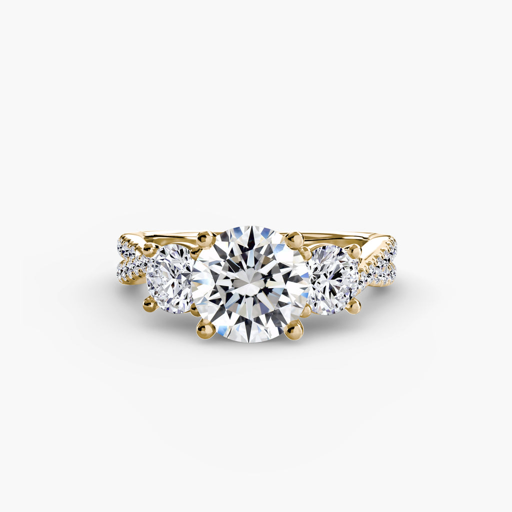 Twisted Trinity Ring with Pavé Band
