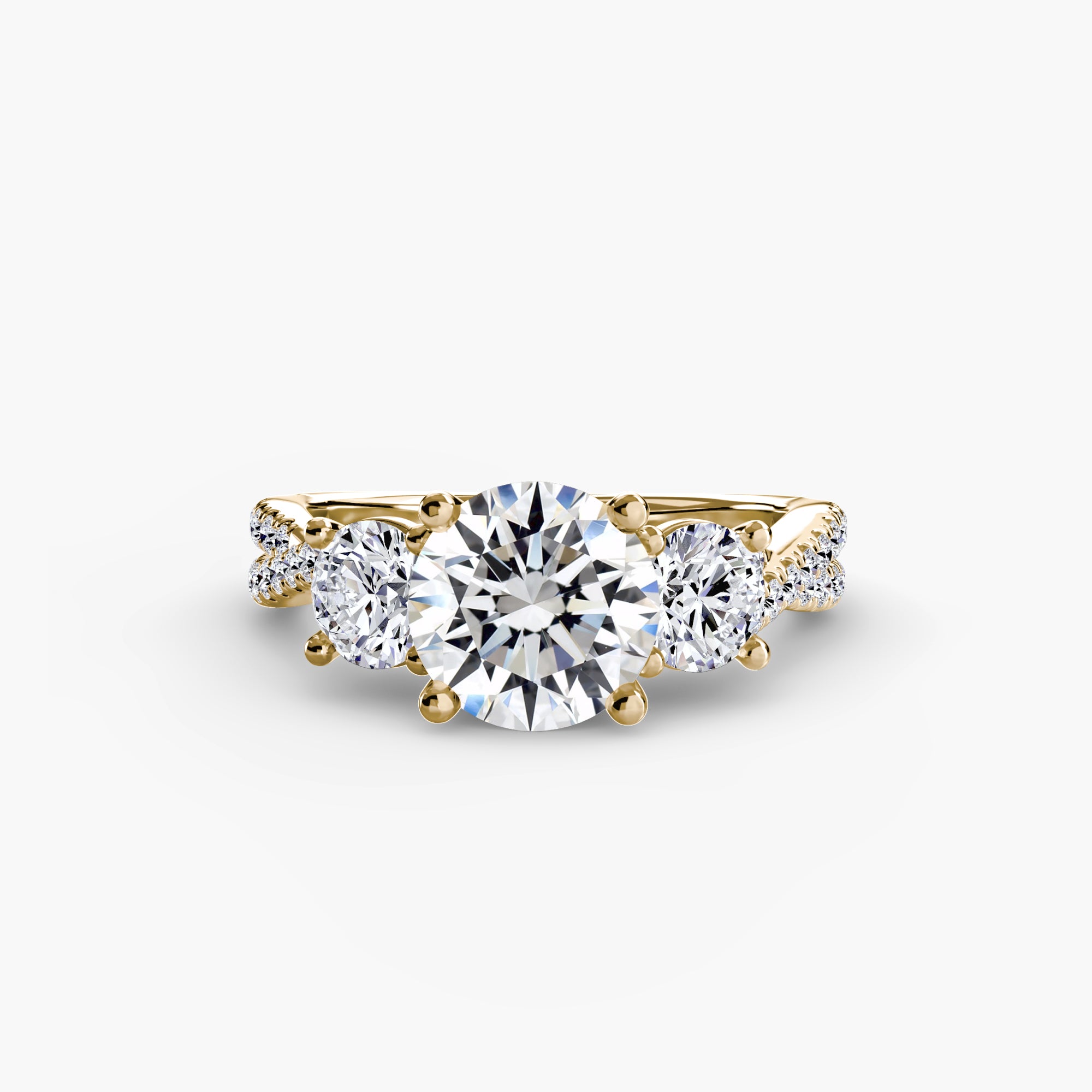 Twisted Trinity Ring with Pavé Band