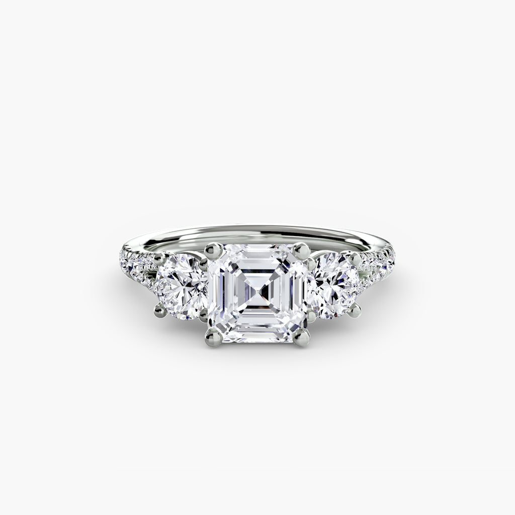Triple Brilliance with Pavé Band Ring