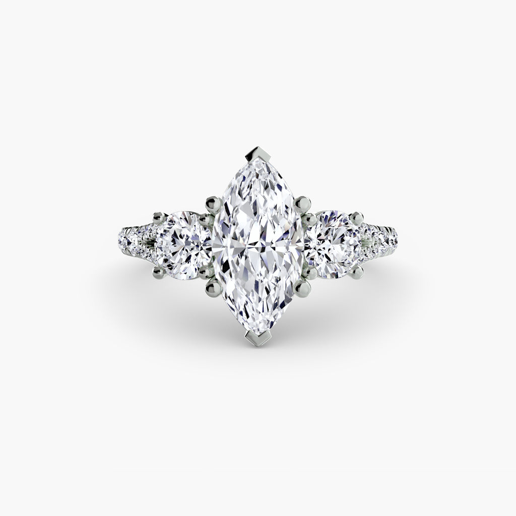 Triple Brilliance with Pavé Band Ring