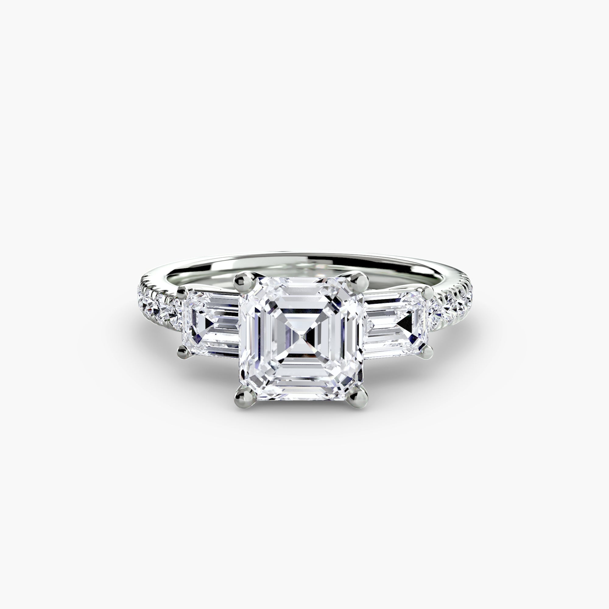 Three-Stone Ring with Pavé Band 4