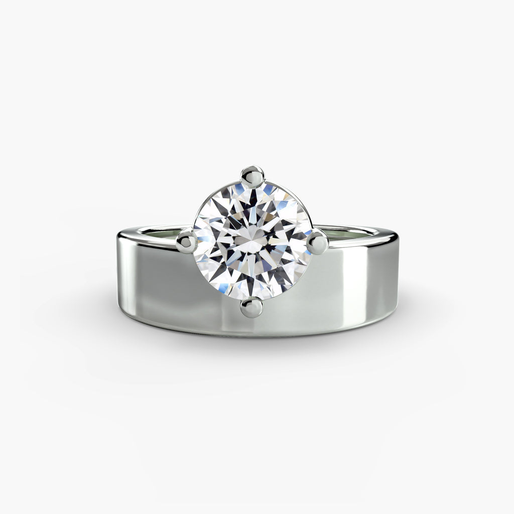 Wide Band Solitaire Ring