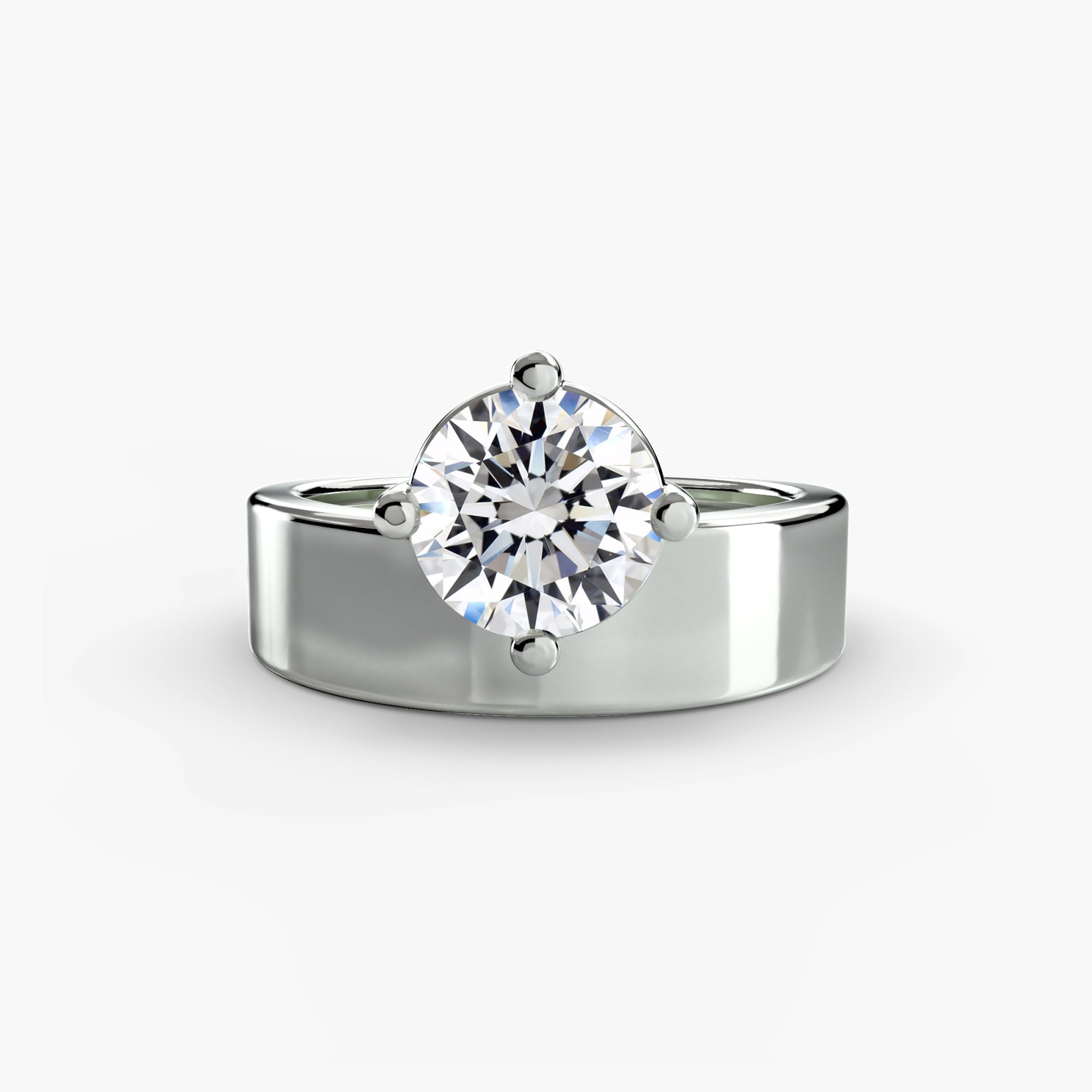 Wide Band Solitaire Ring