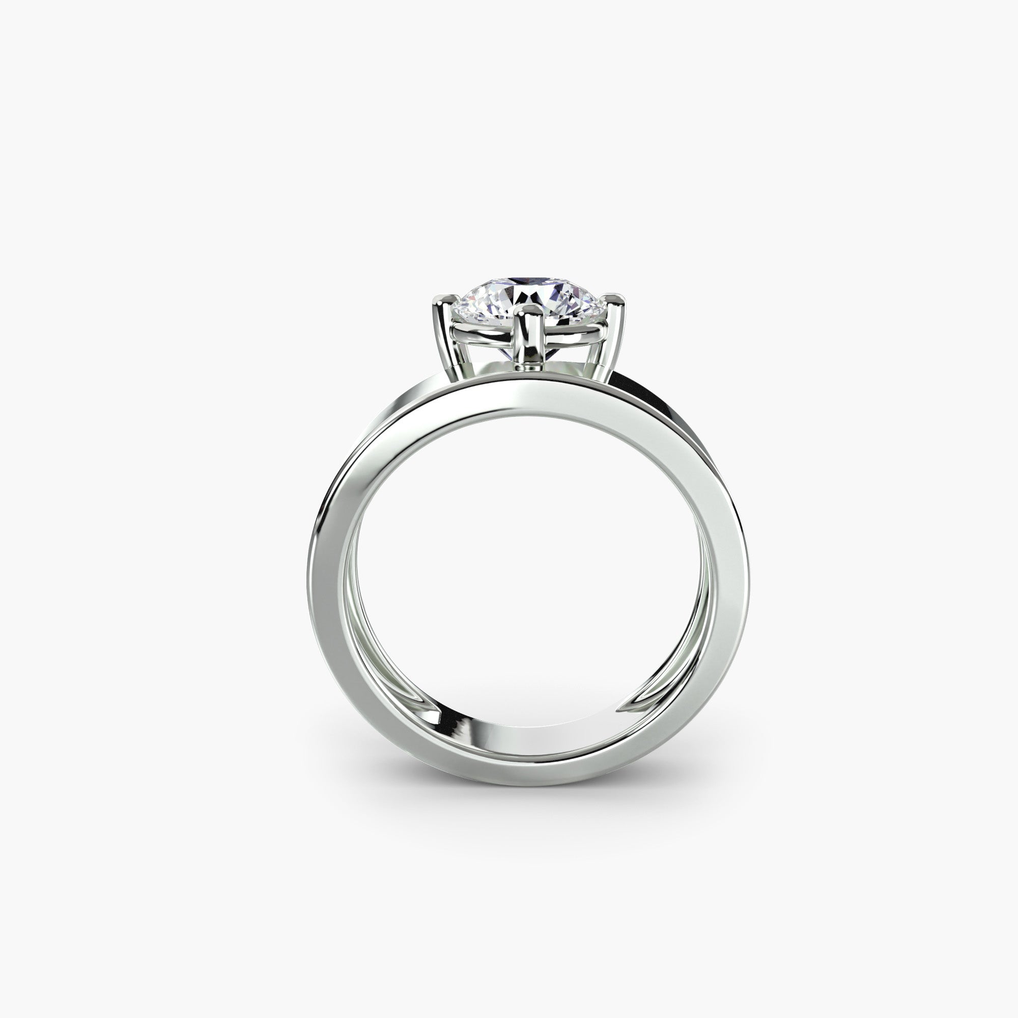 Wide Band Solitaire Ring