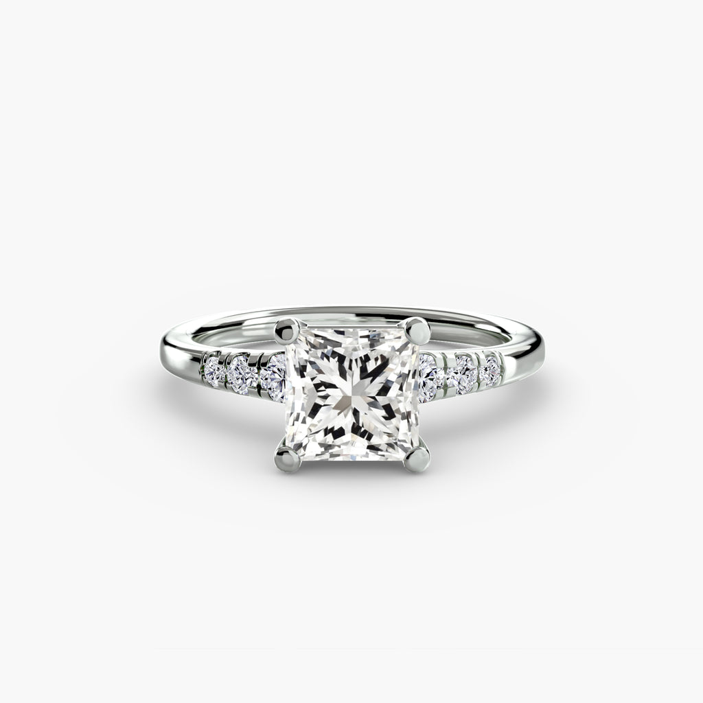 Solitaire Ring with Shoulder Accents