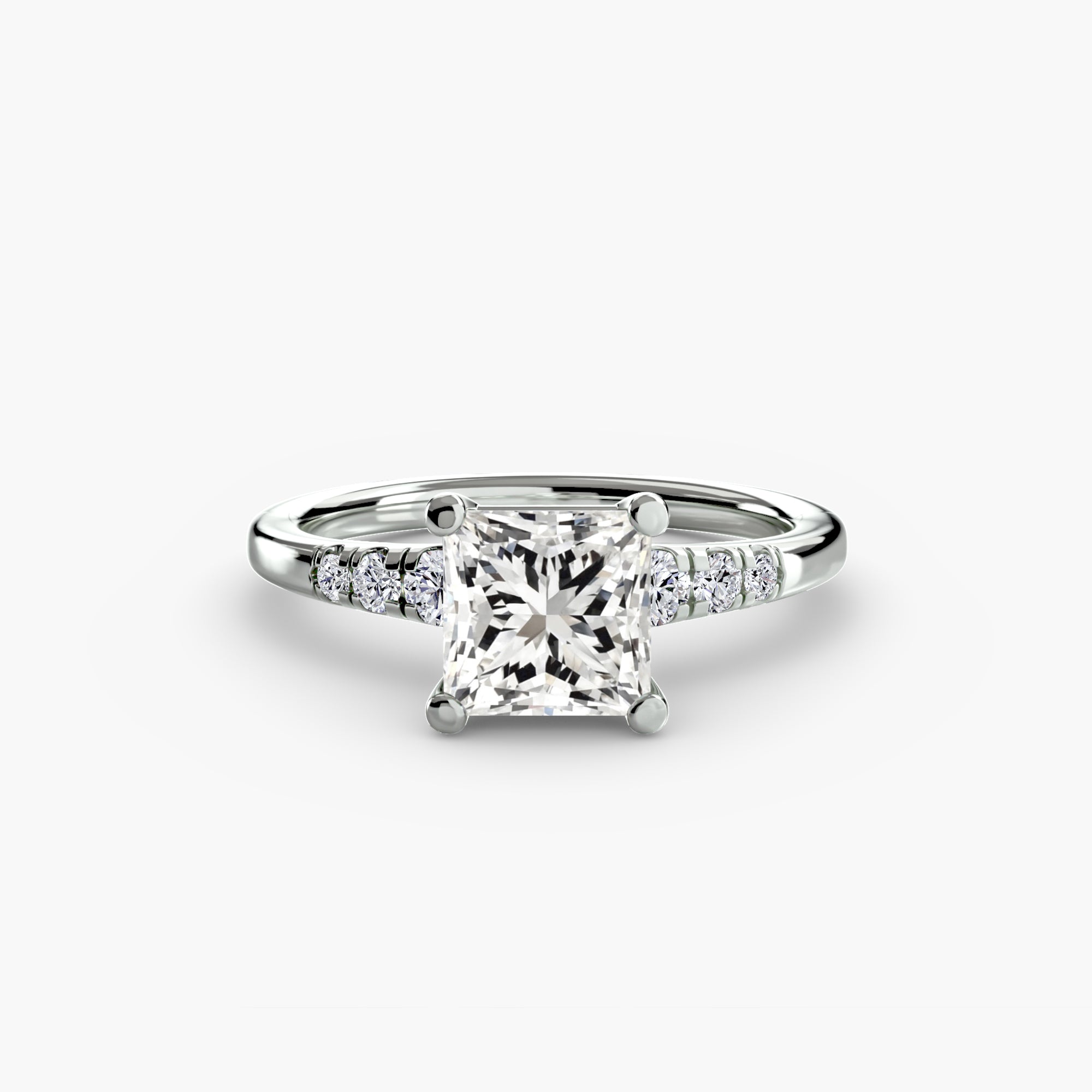 Solitaire Ring with Shoulder Accents