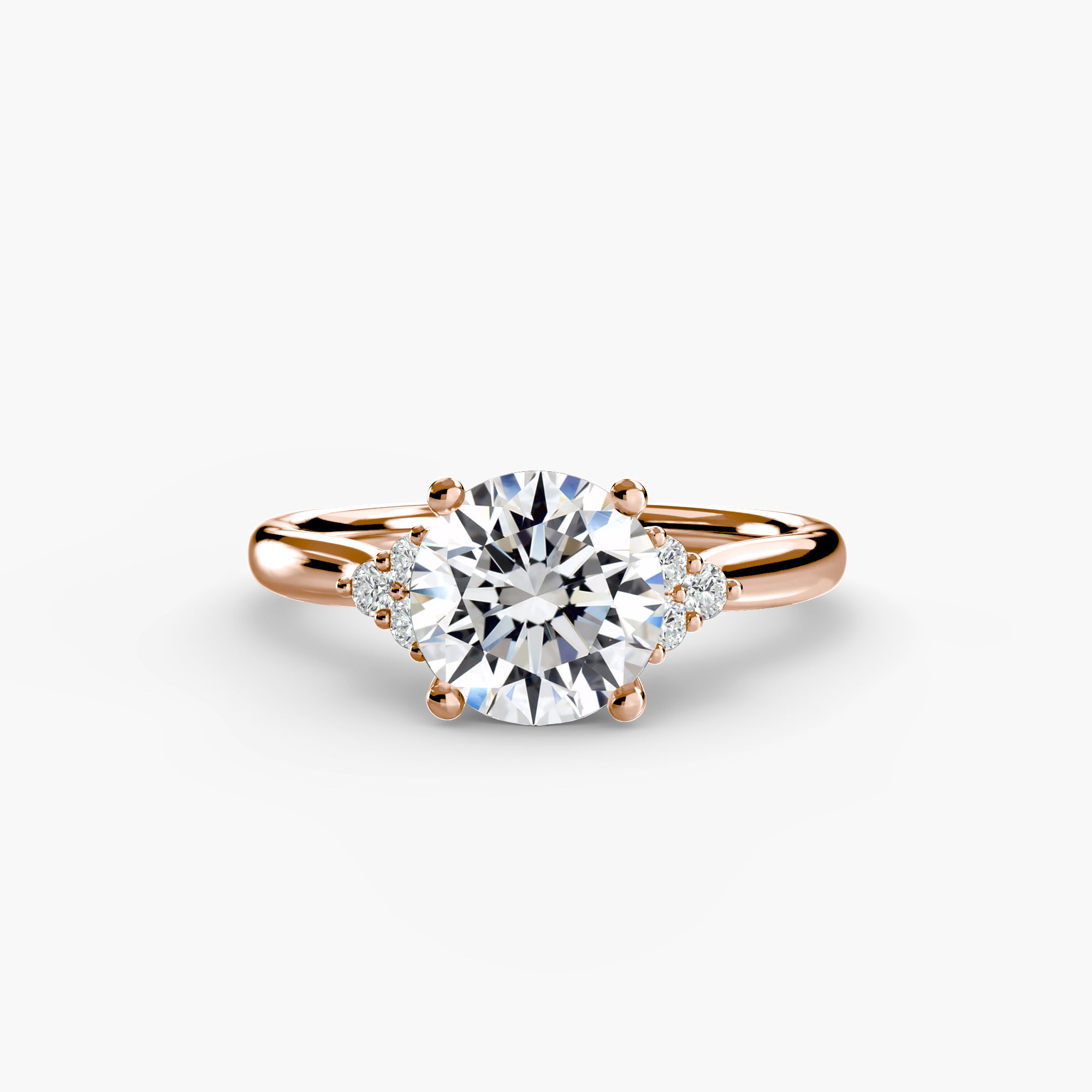 Solitaire Ring with Cluster Shoulders