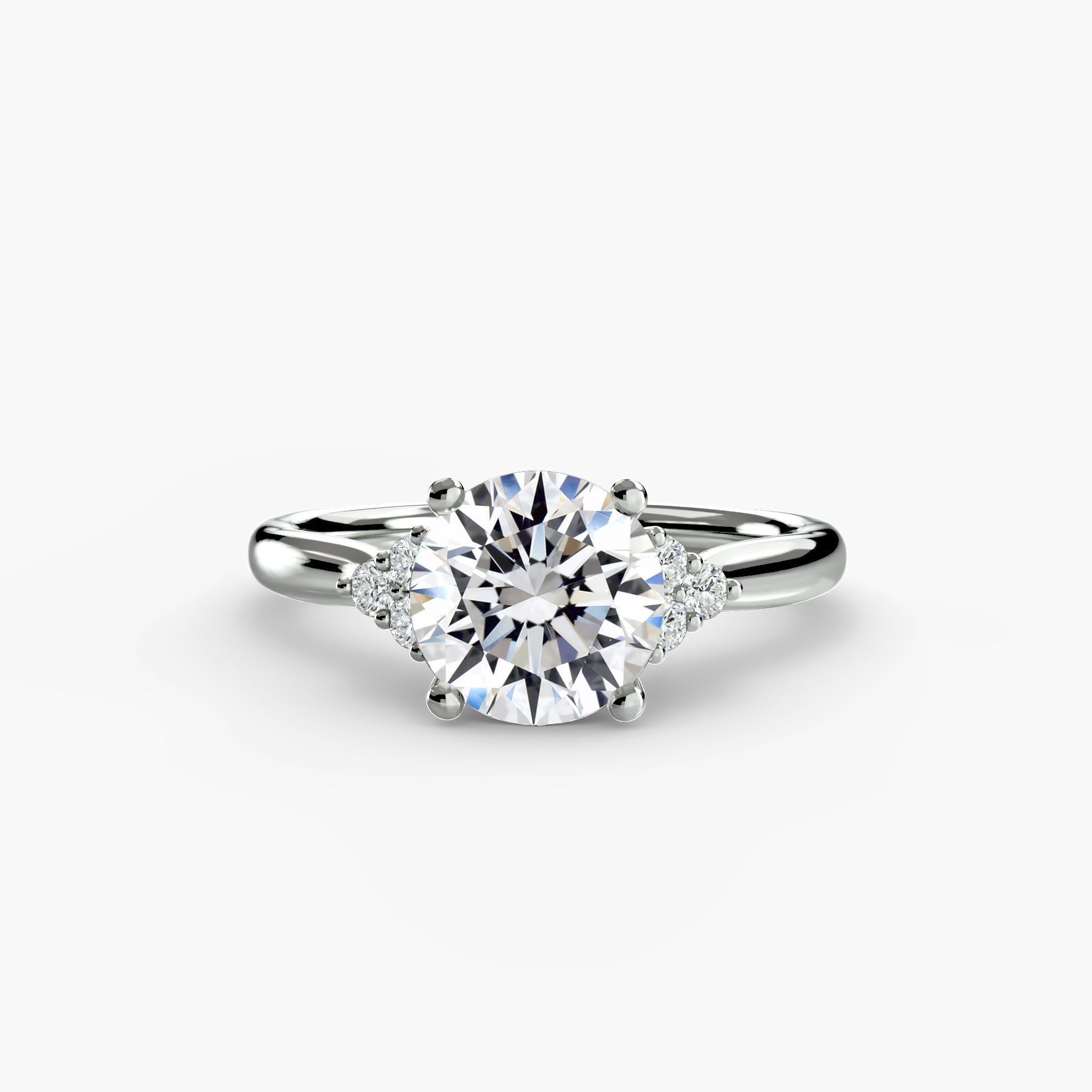 Solitaire Ring with Cluster Shoulders