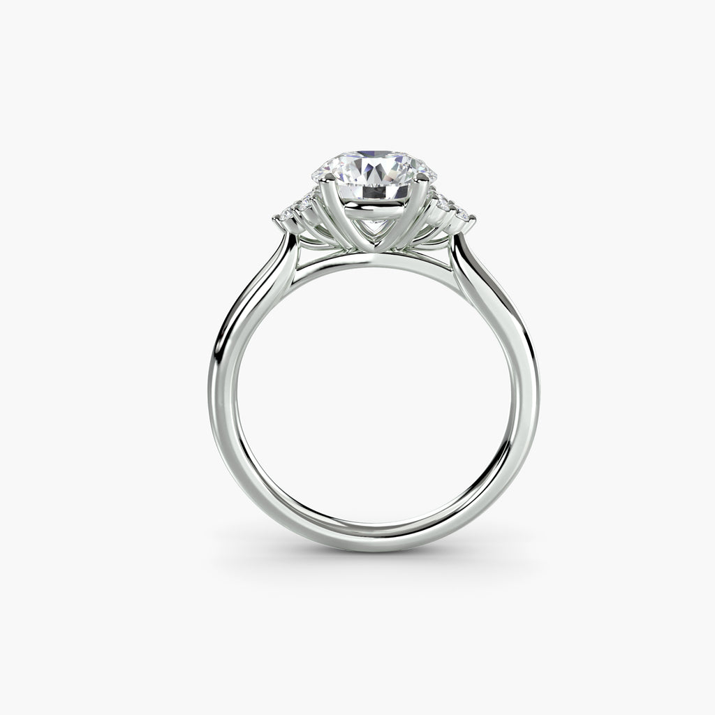 Solitaire Ring with Cluster Shoulders