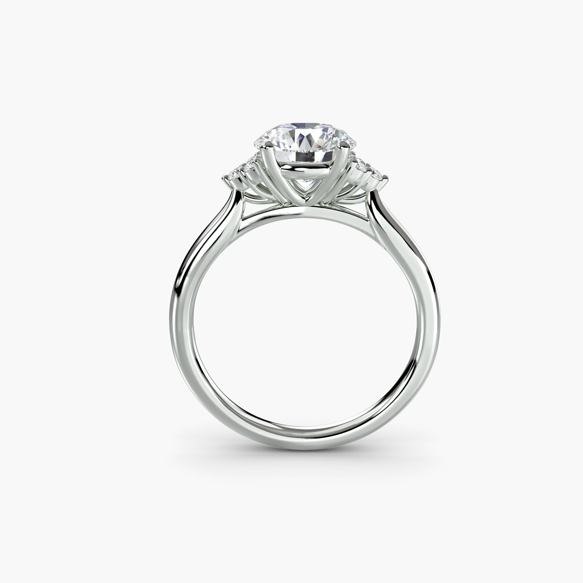 Solitaire Ring with Cluster Shoulders