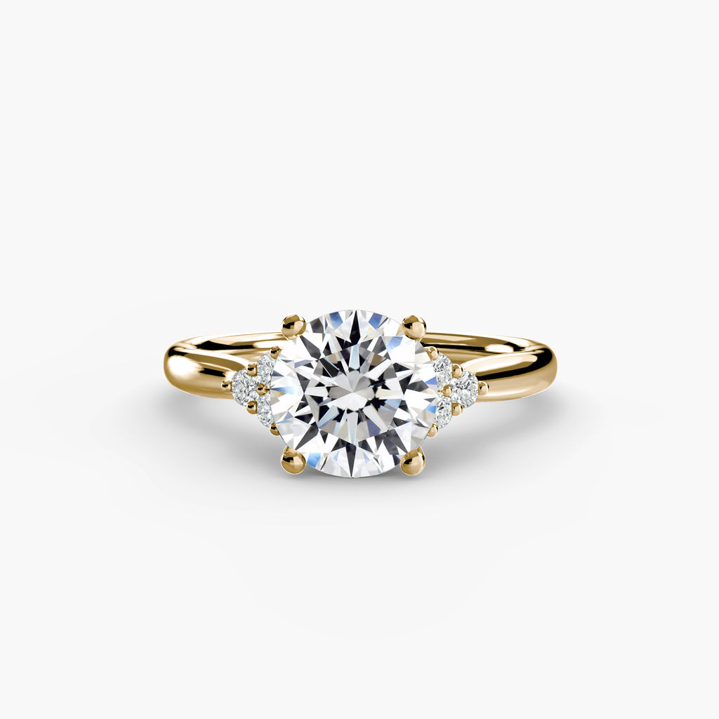 Solitaire Ring with Cluster Shoulders