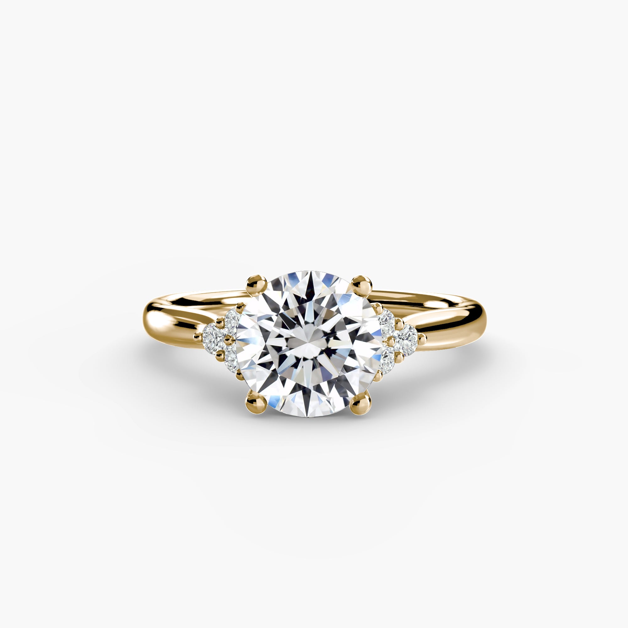 Solitaire Ring with Cluster Shoulders