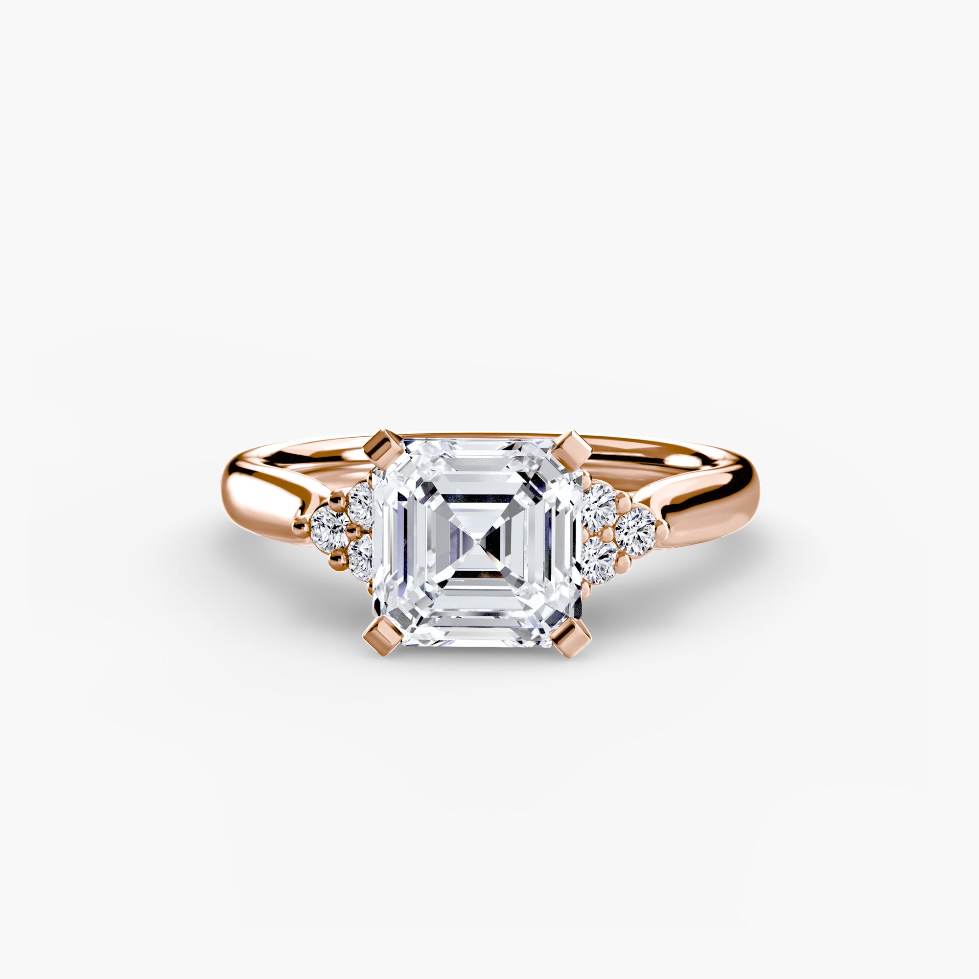 Solitaire Ring with Cluster Shoulders