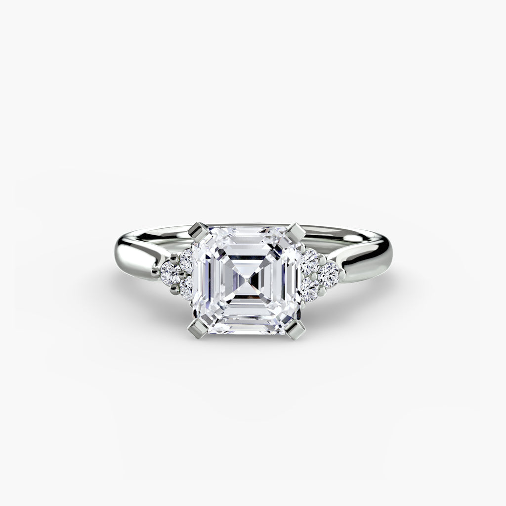 Solitaire Ring with Cluster Shoulders