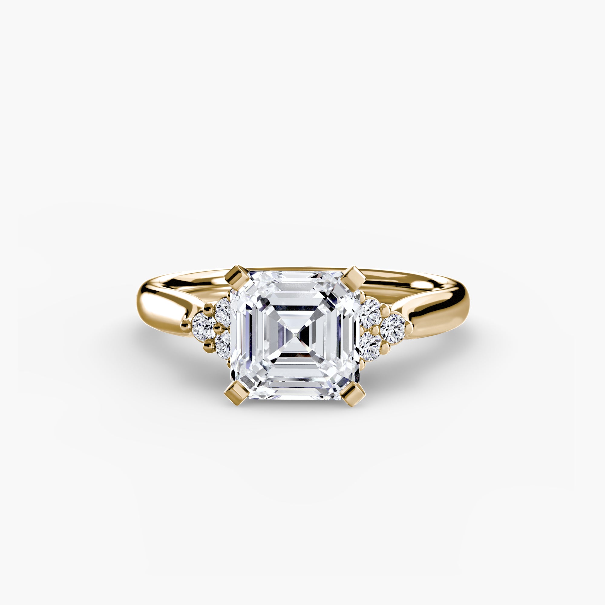 Solitaire Ring with Cluster Shoulders