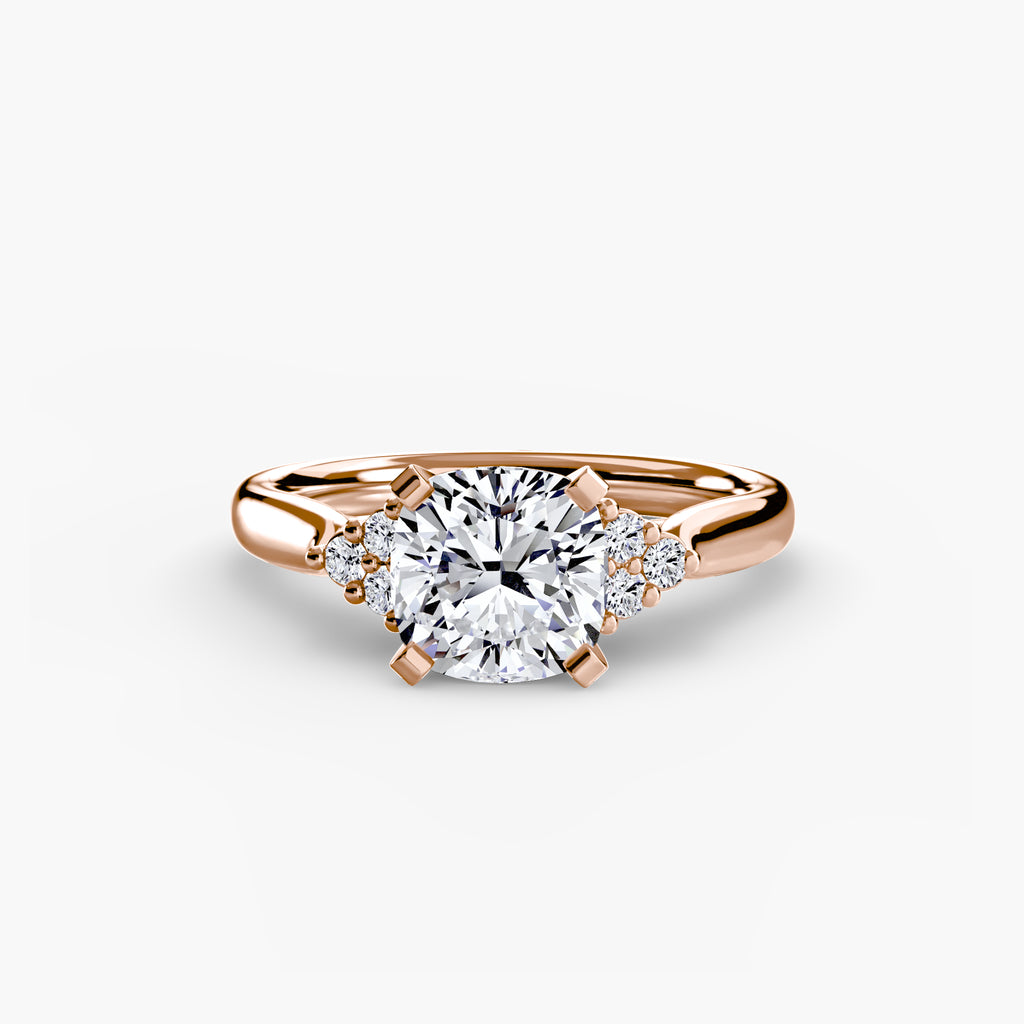 Solitaire Ring with Cluster Shoulders