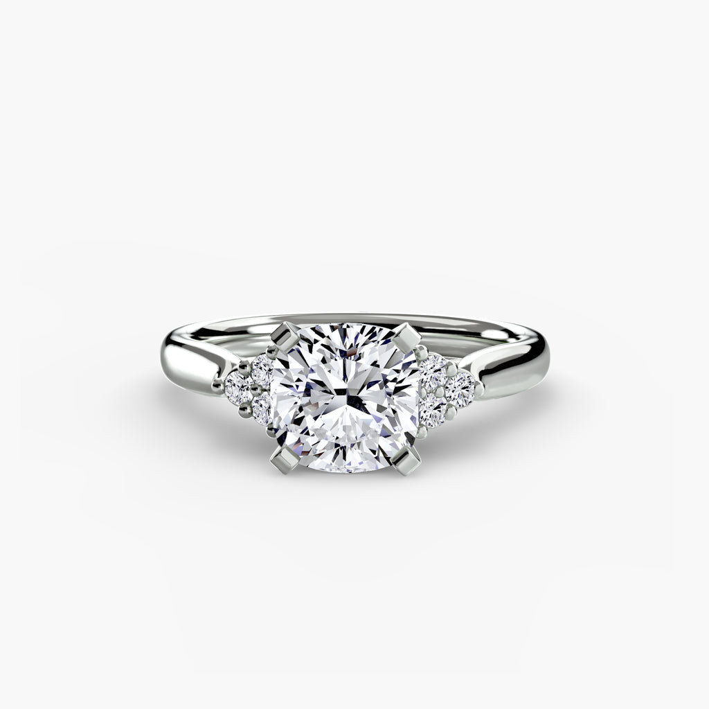 Solitaire Ring with Cluster Shoulders