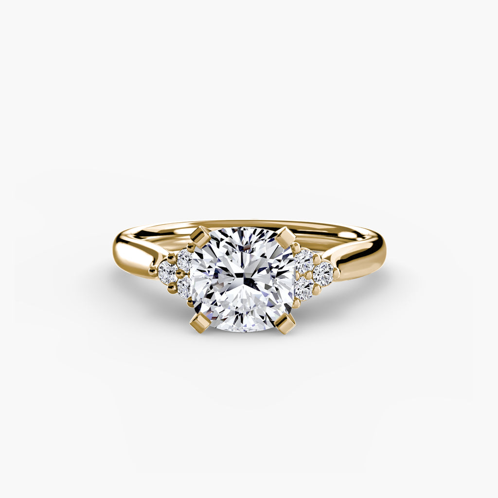 Solitaire Ring with Cluster Shoulders