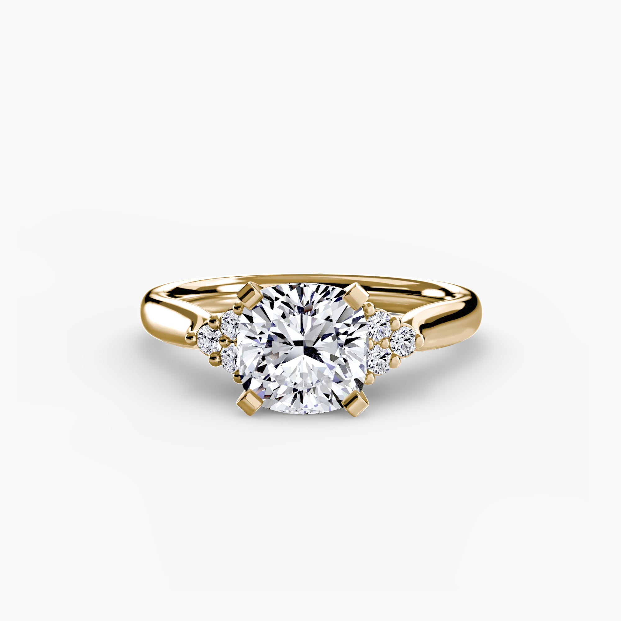 Solitaire Ring with Cluster Shoulders