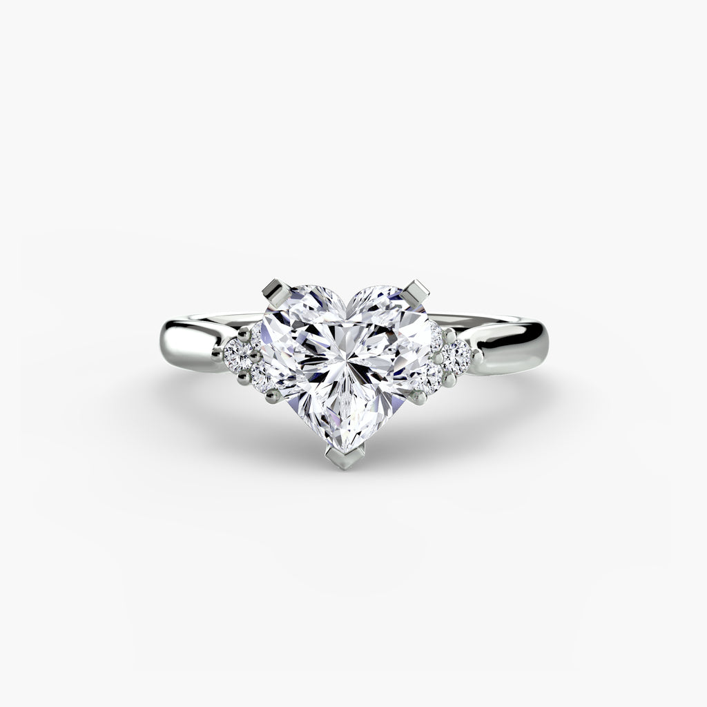 Solitaire Ring with Cluster Shoulders