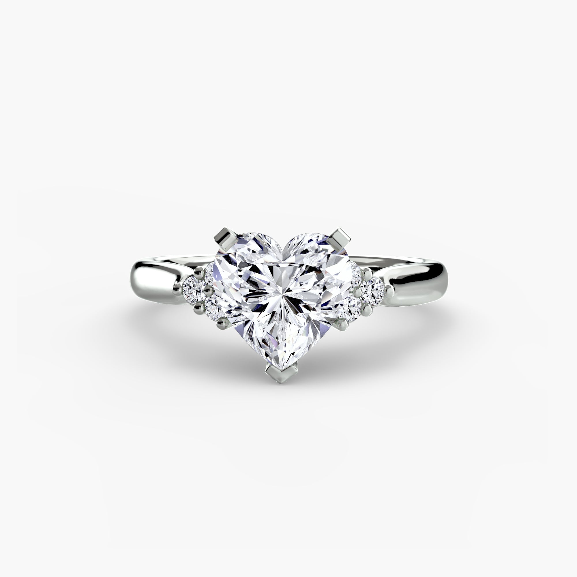 Solitaire Ring with Cluster Shoulders