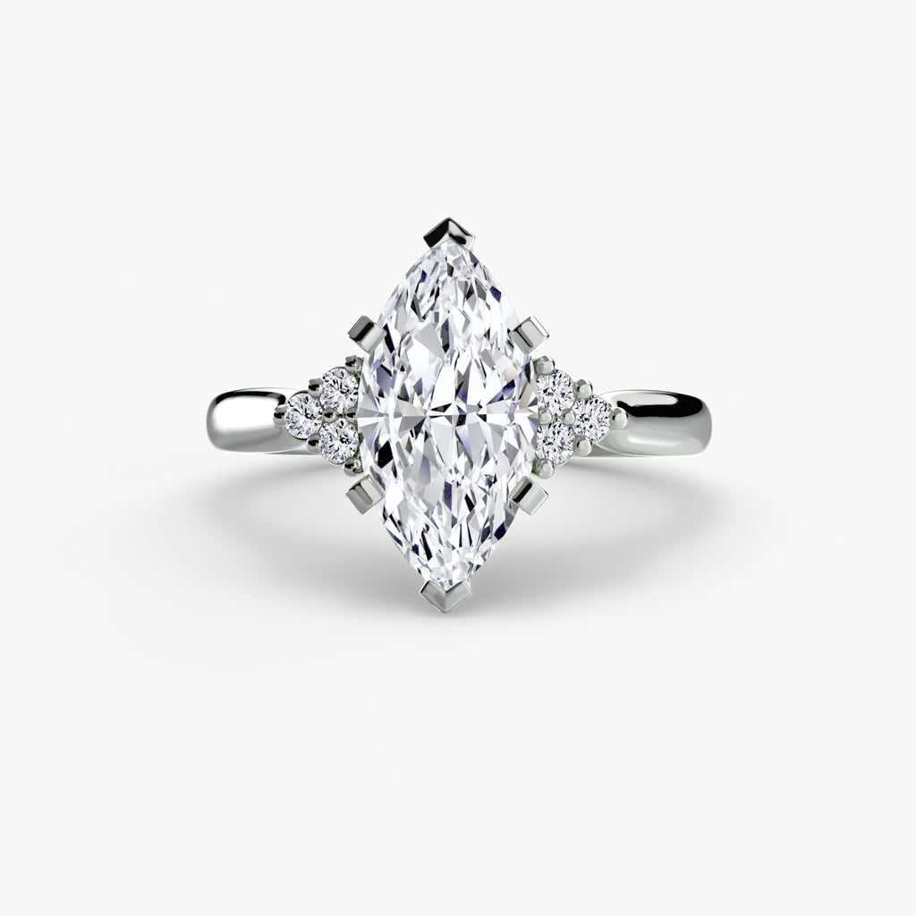 Solitaire Ring with Cluster Shoulders