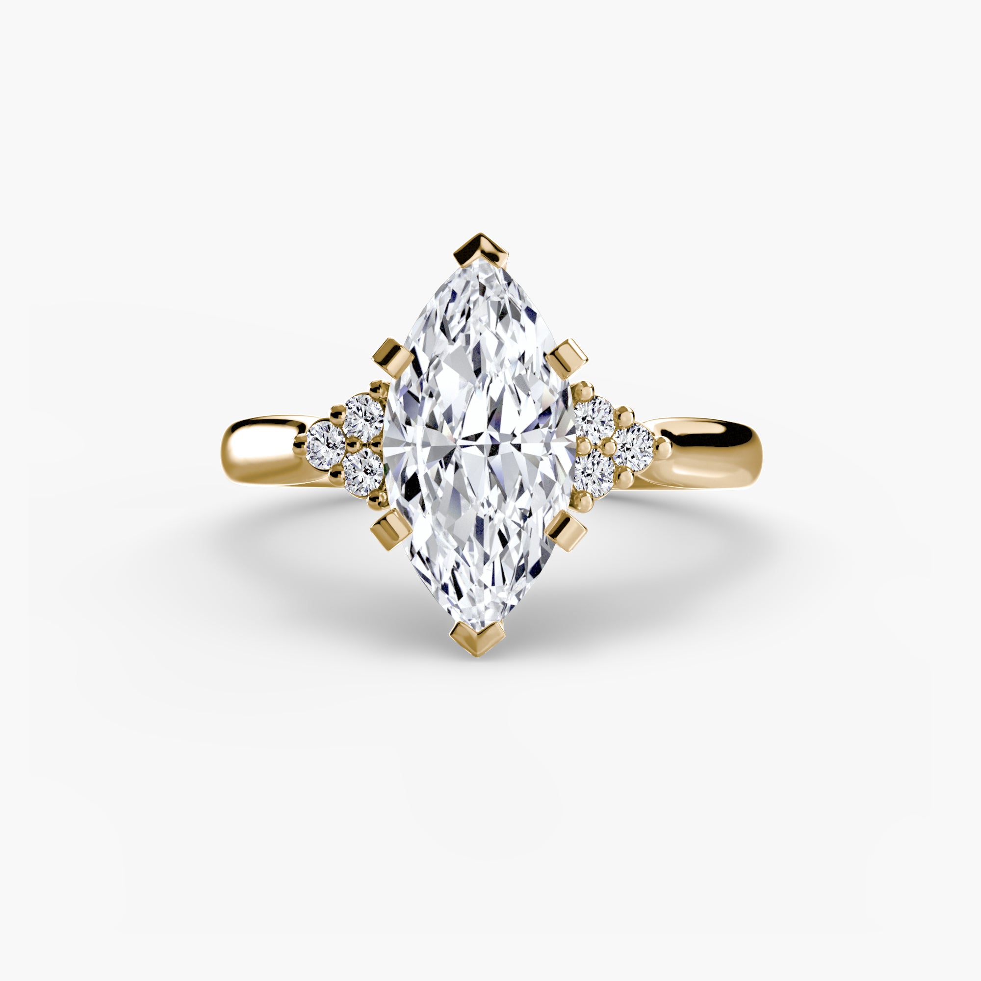 Solitaire Ring with Cluster Shoulders