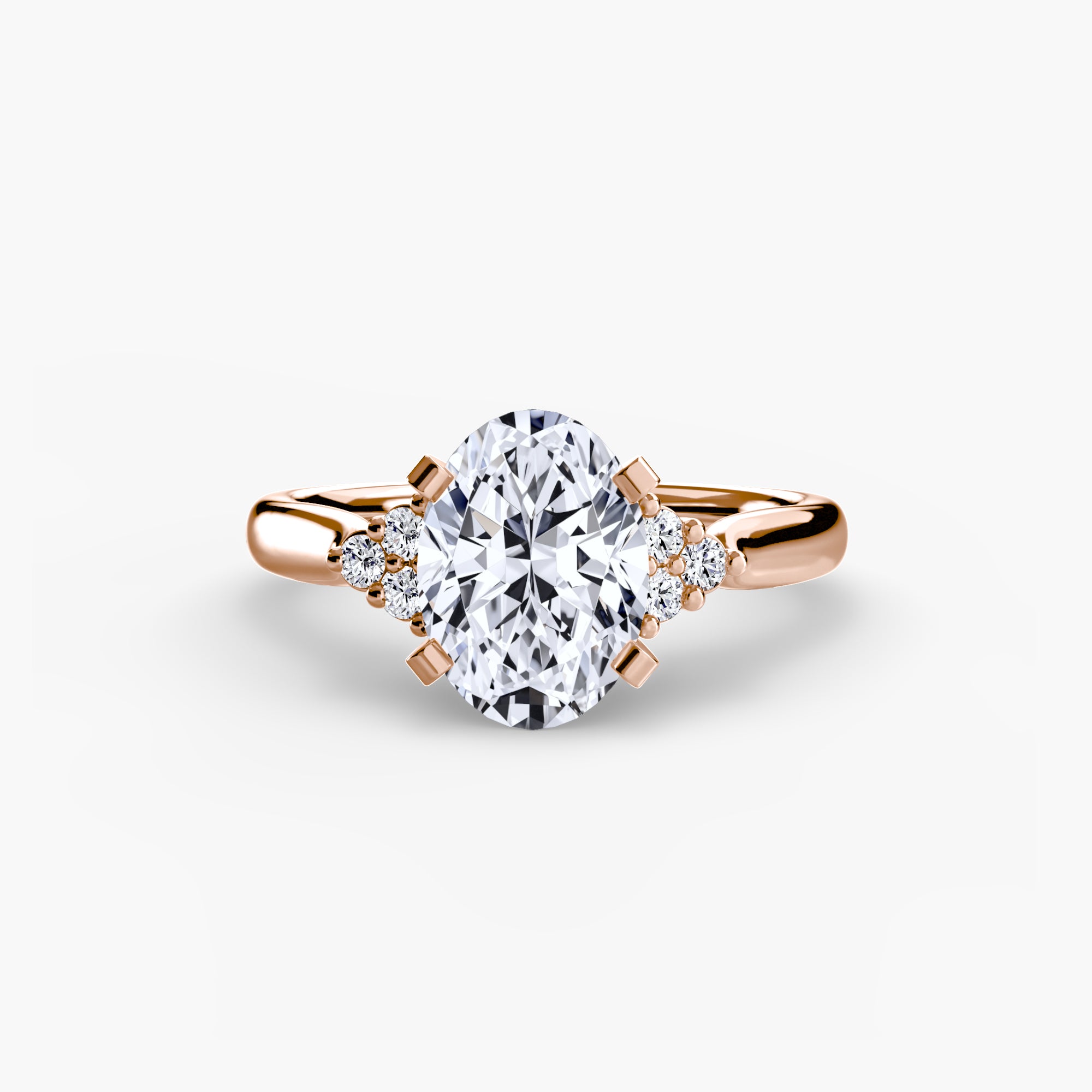 Solitaire Ring with Cluster Shoulders