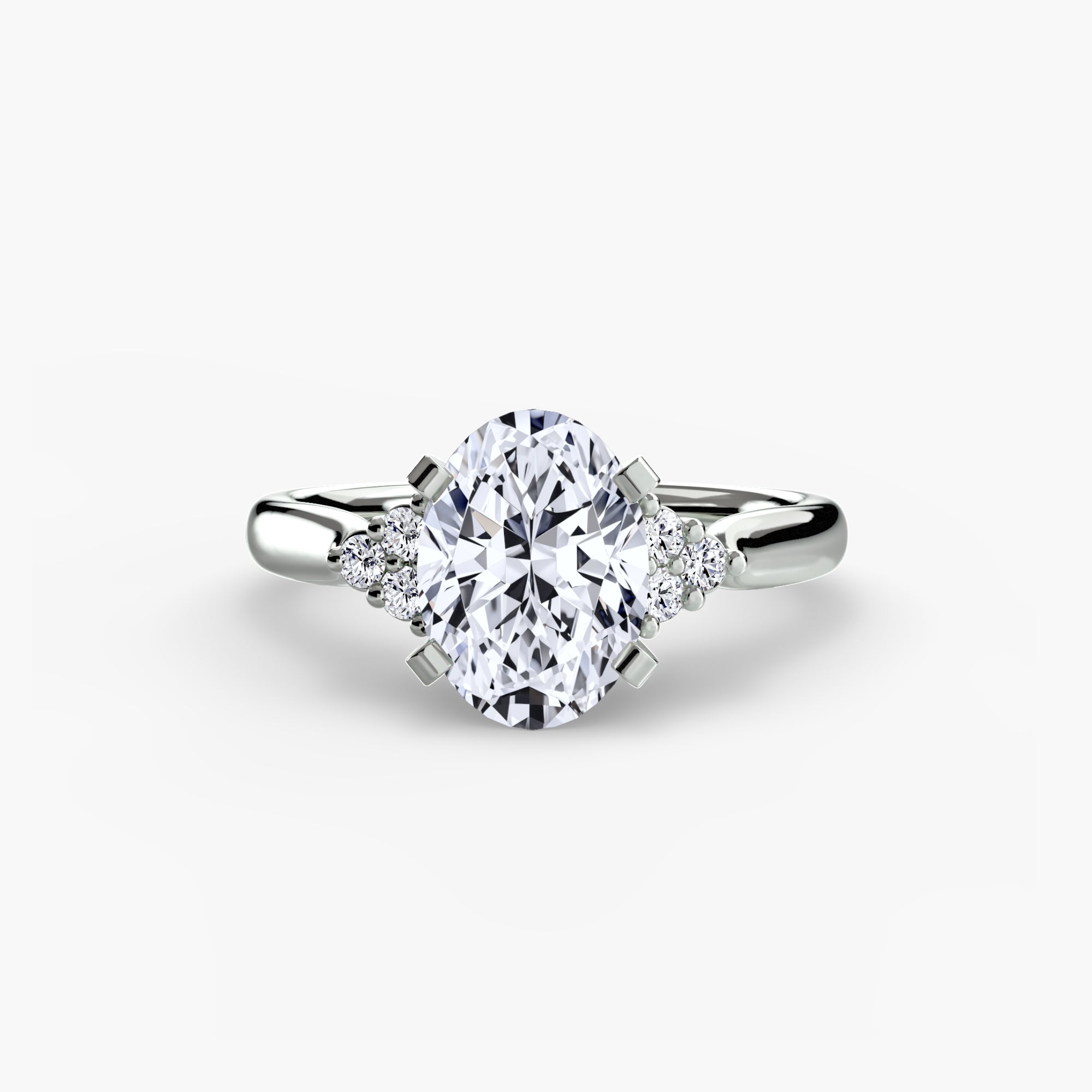 Solitaire Ring with Cluster Shoulders