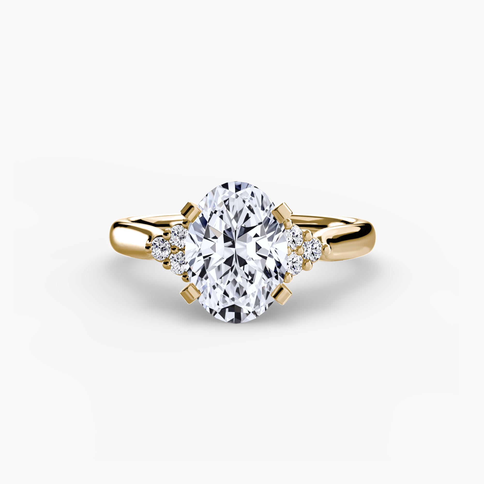 Solitaire Ring with Cluster Shoulders