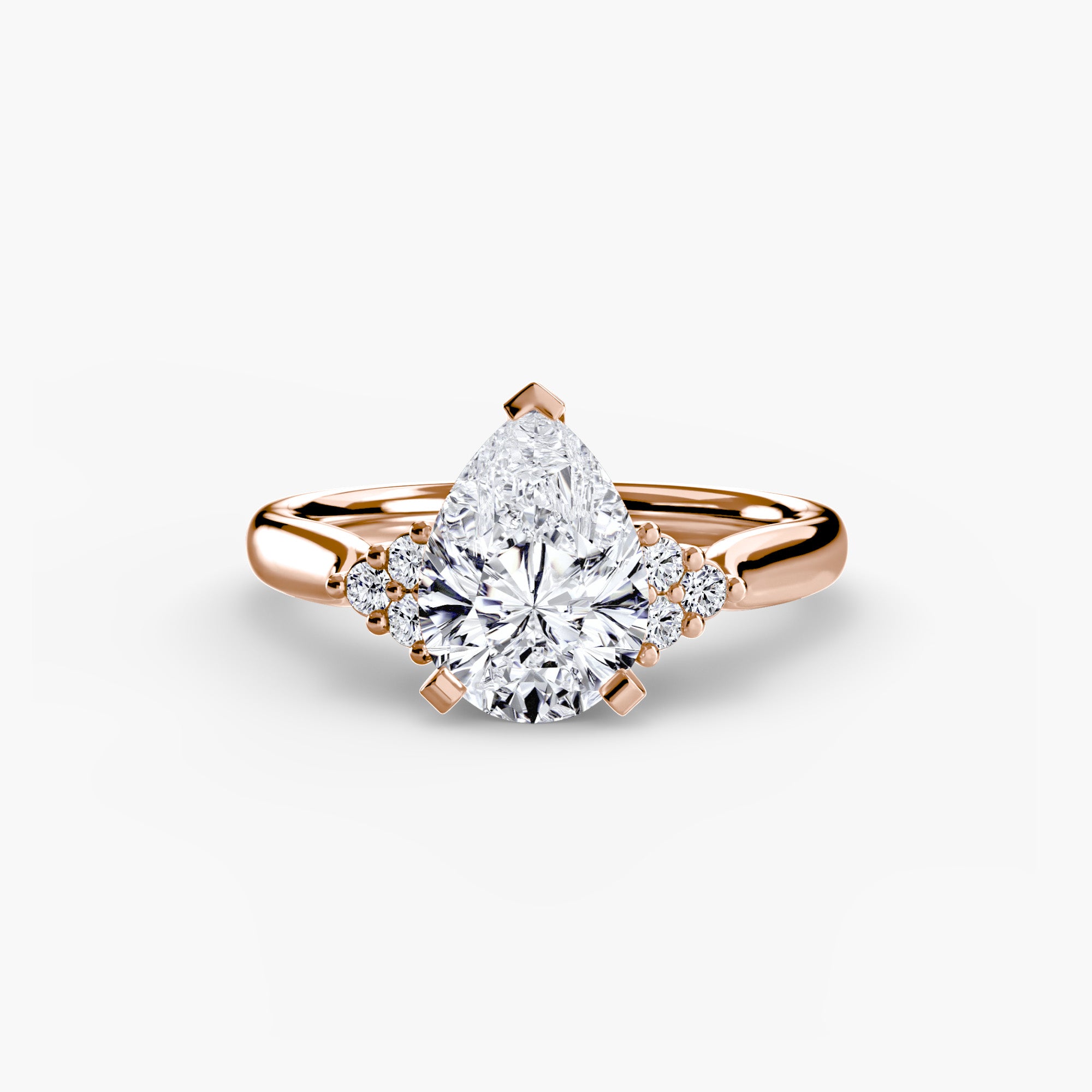 Solitaire Ring with Cluster Shoulders