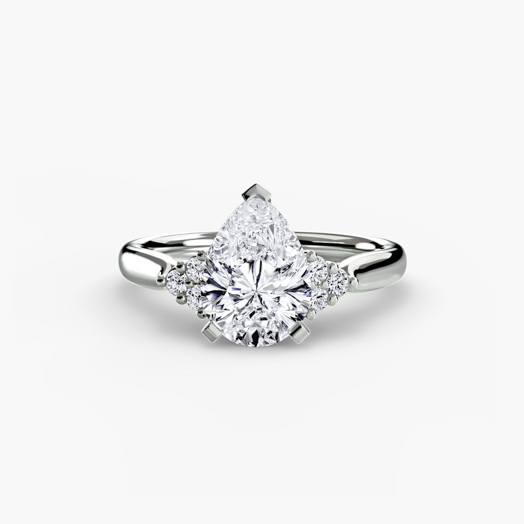 Solitaire Ring with Cluster Shoulders