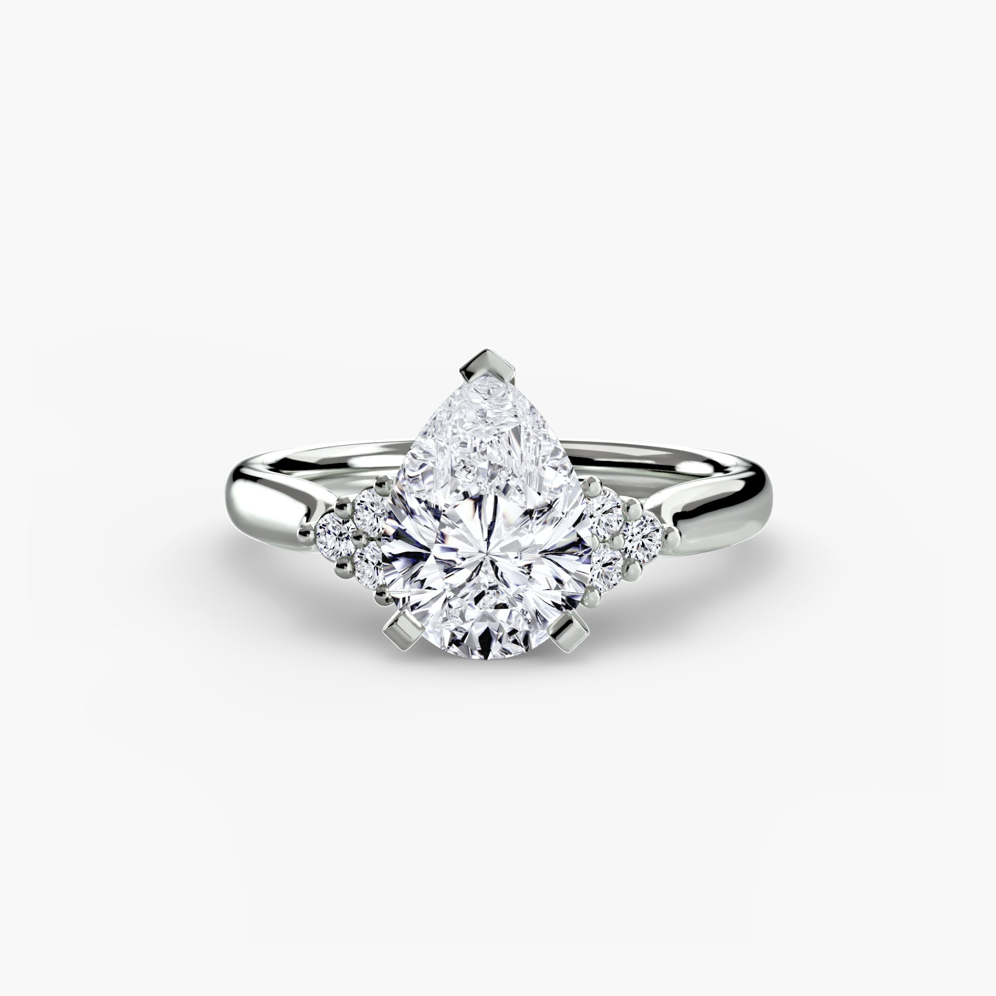 Solitaire Ring with Cluster Shoulders