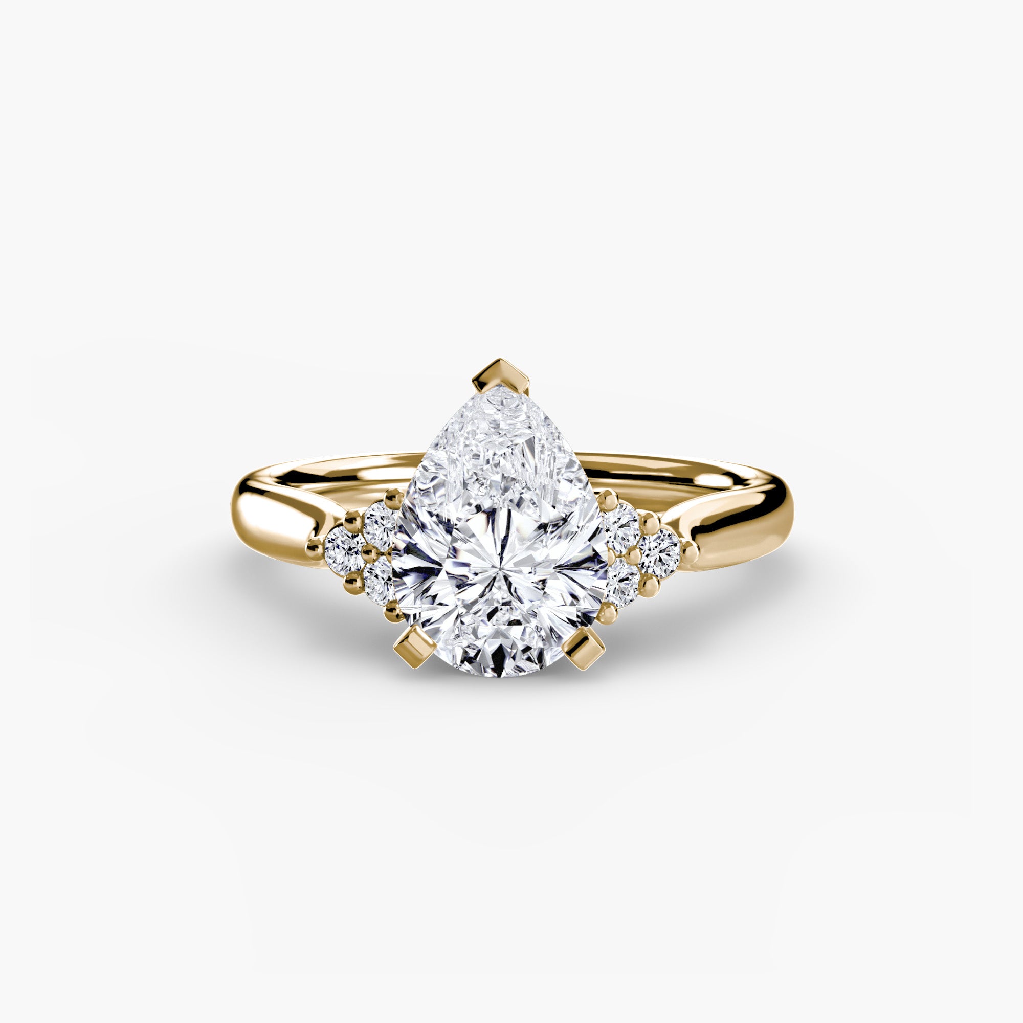 Solitaire Ring with Cluster Shoulders