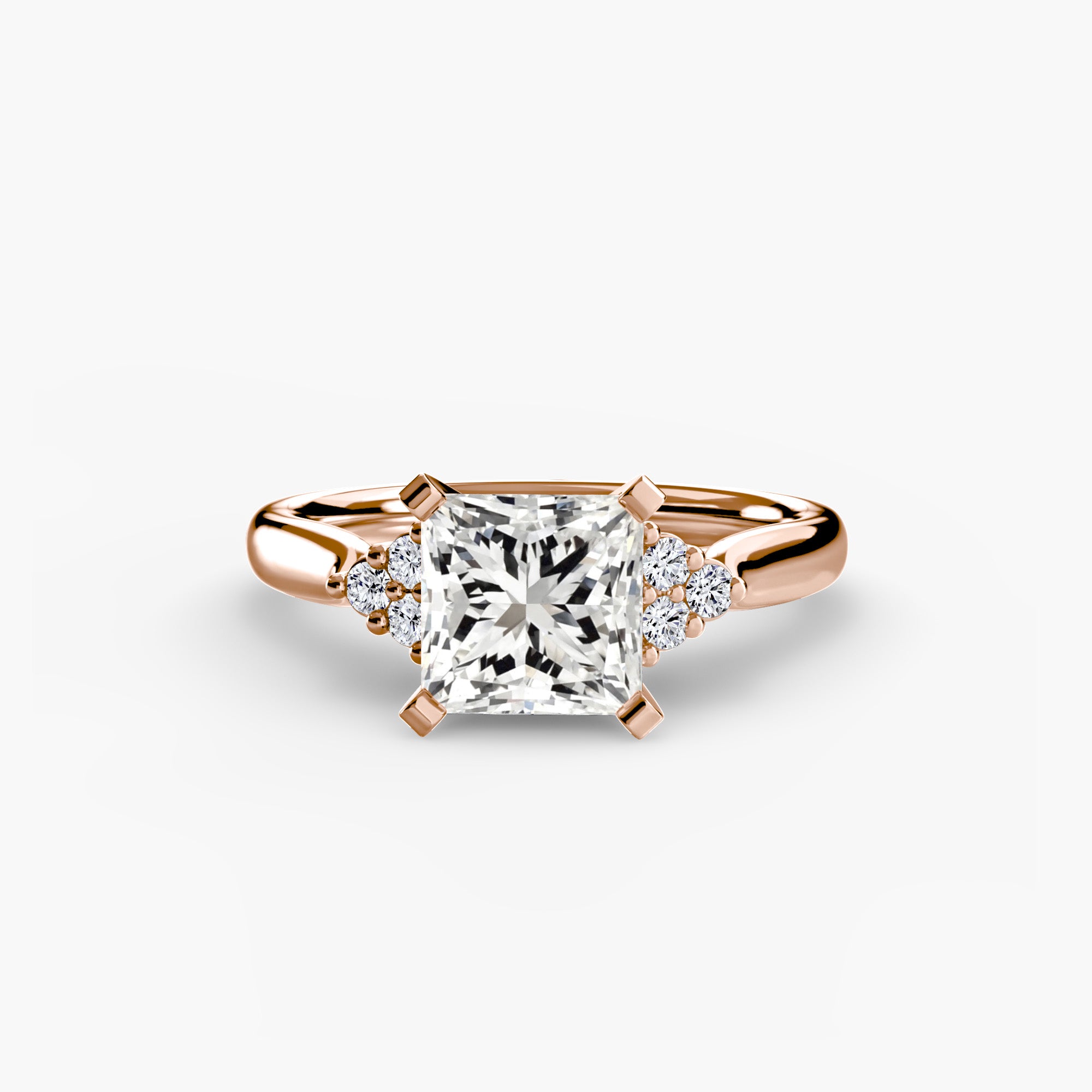 Solitaire Ring with Cluster Shoulders