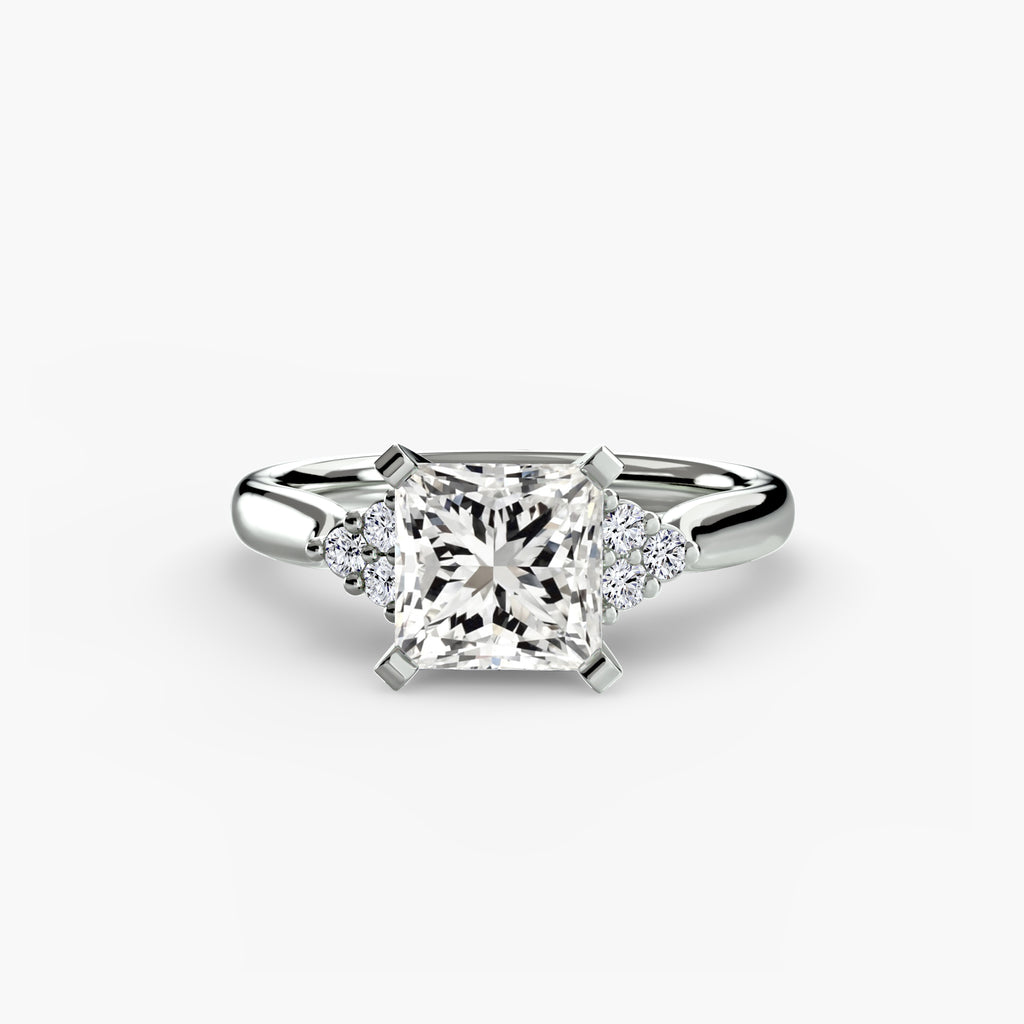 Solitaire Ring with Cluster Shoulders