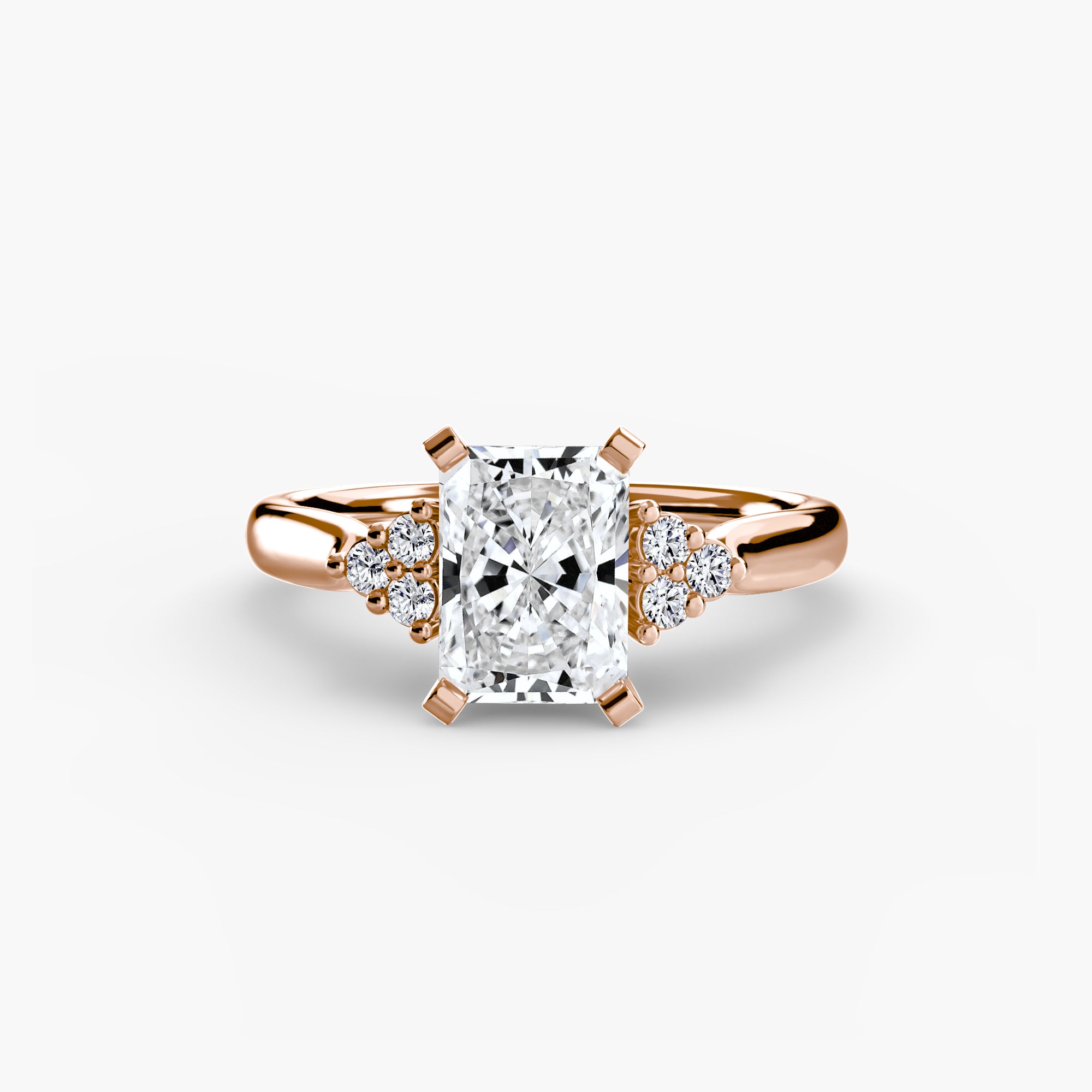 Solitaire Ring with Cluster Shoulders