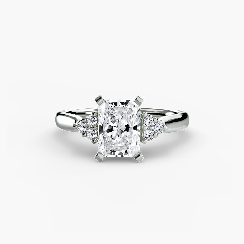 Solitaire Ring with Cluster Shoulders