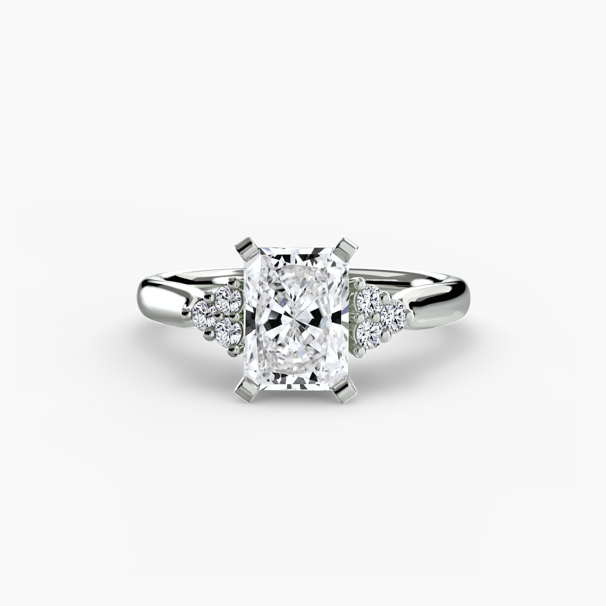 Solitaire Ring with Cluster Shoulders