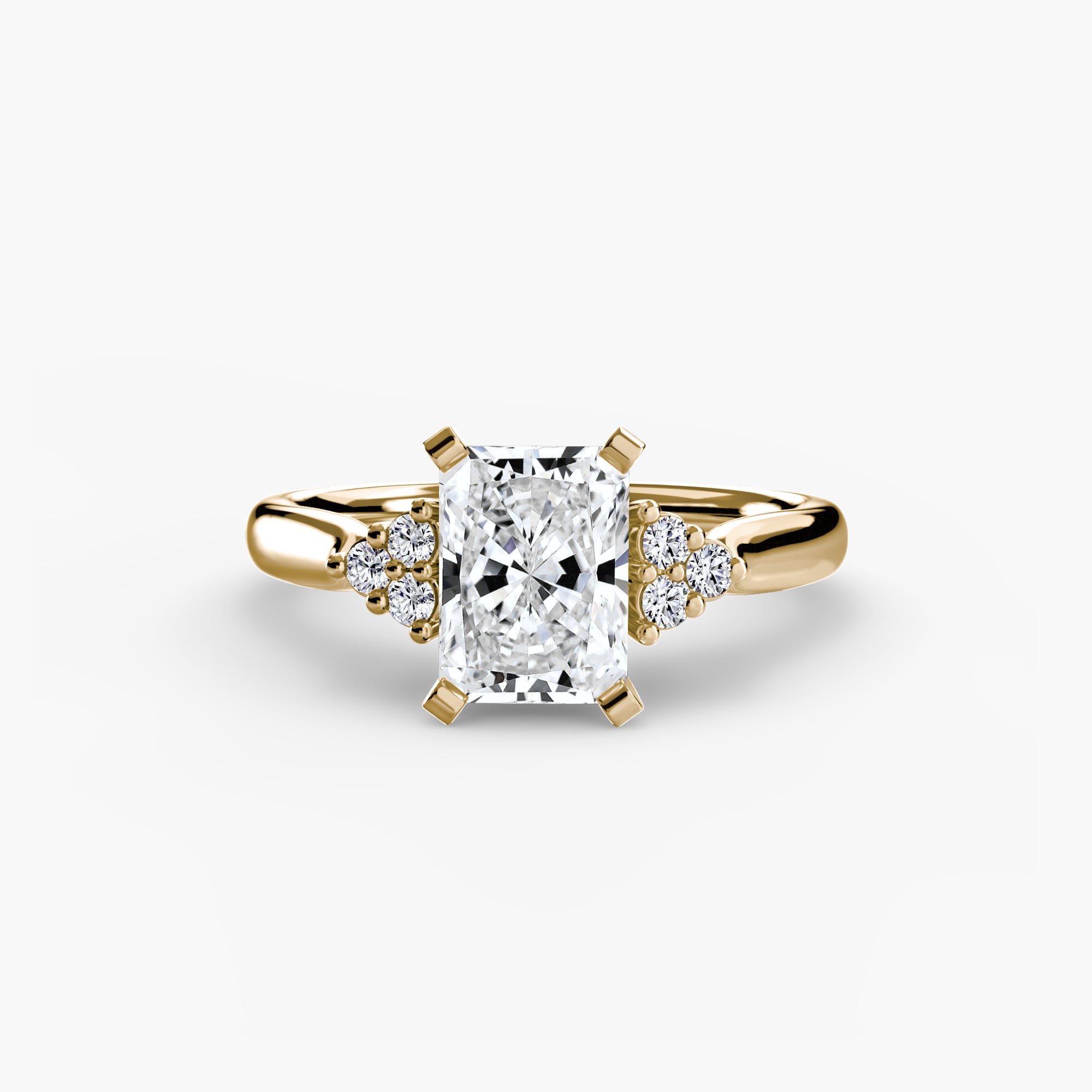Solitaire Ring with Cluster Shoulders