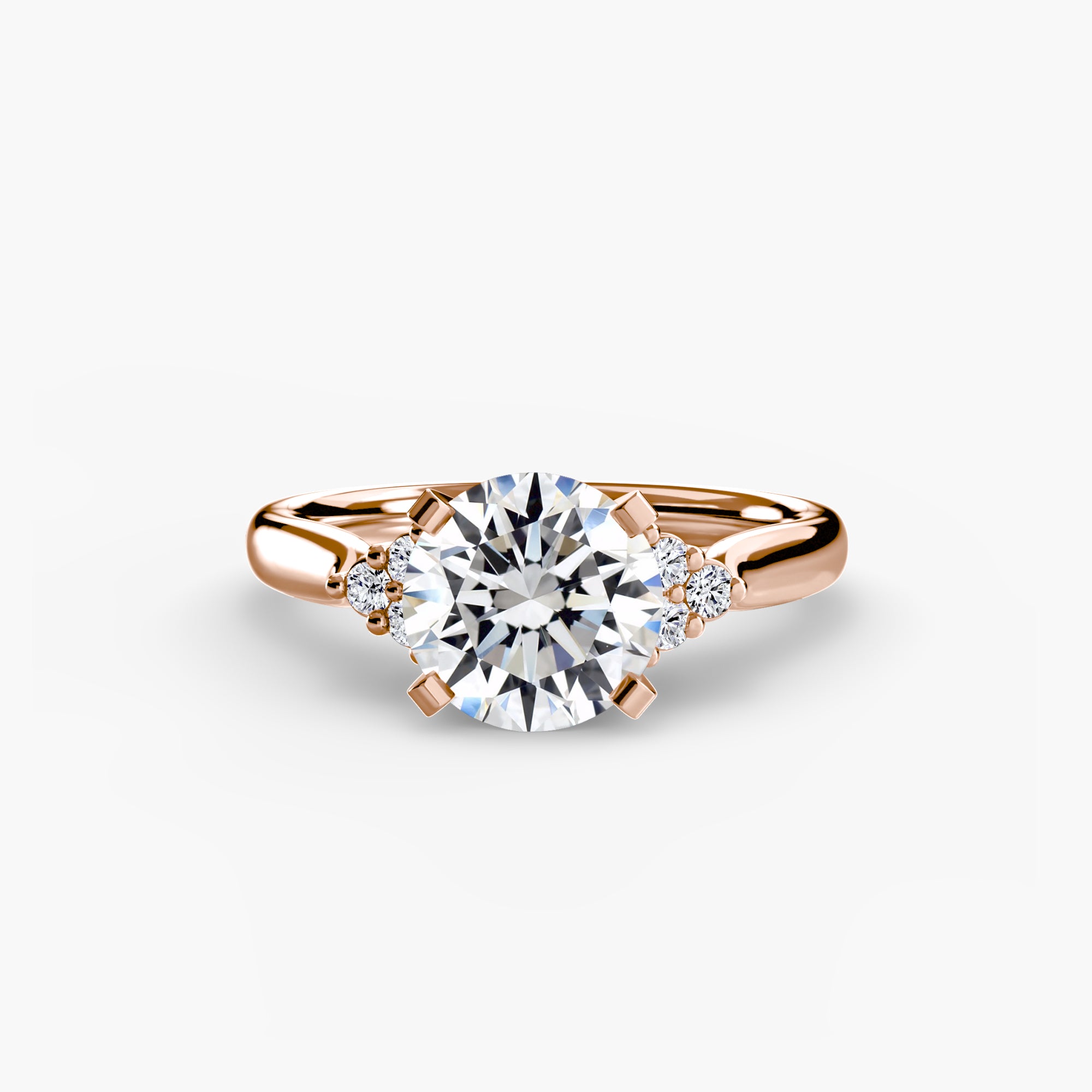 Solitaire Ring with Cluster Shoulders