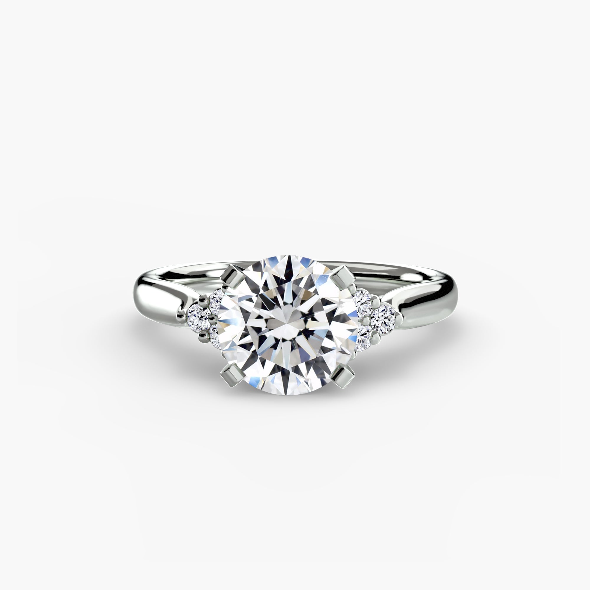 Solitaire Ring with Cluster Shoulders