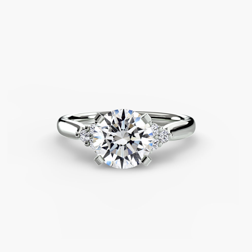 Solitaire Ring with Cluster Shoulders