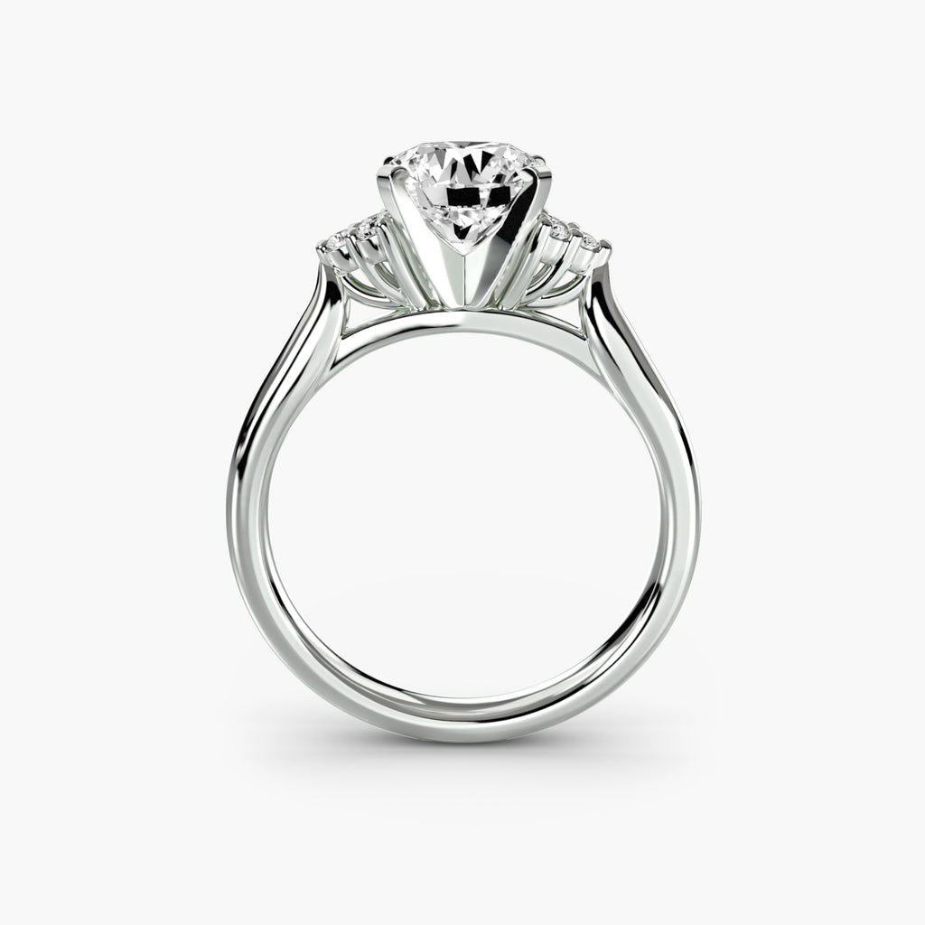 Solitaire Ring with Cluster Shoulders