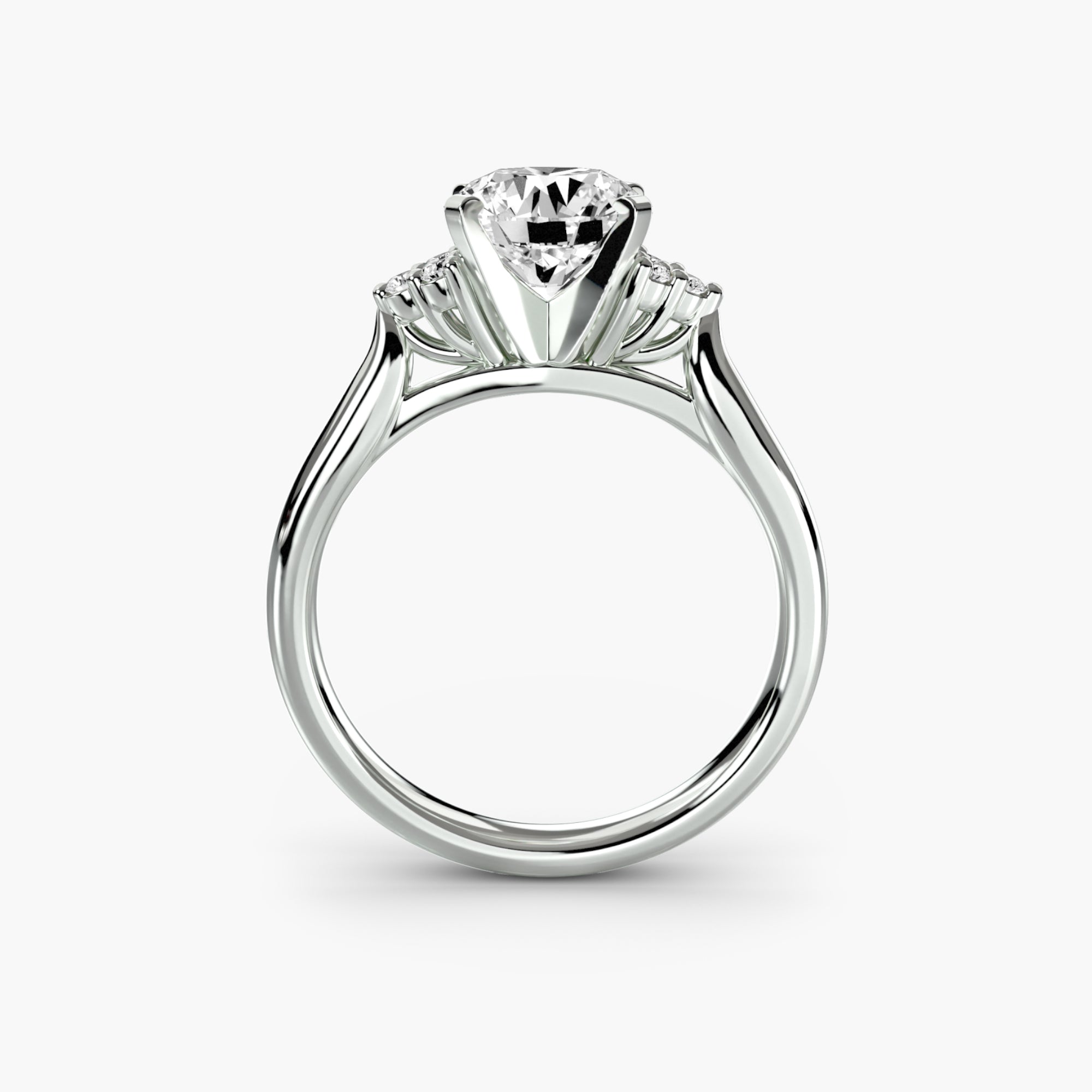 Solitaire Ring with Cluster Shoulders